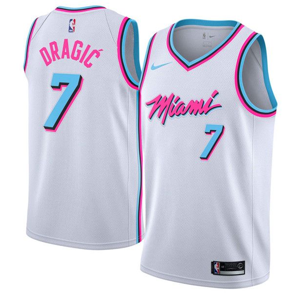 Men Miami Heat #7 Dragic White City Edition Nike NBA Jerseys->miami heat->NBA Jersey